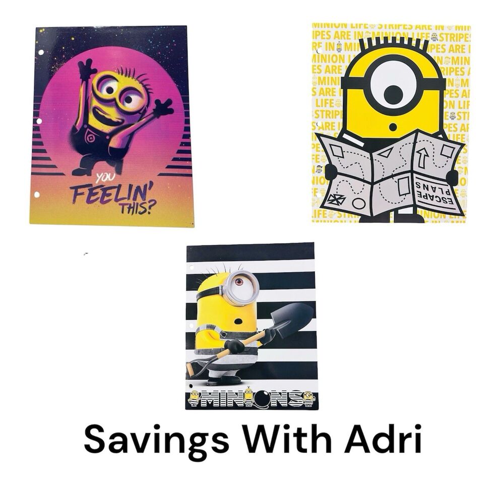 DESPICABLE ME 3-  Portfolio Folders 3 Different Designs